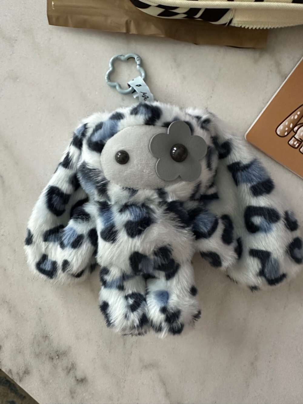 CJ HENDRY JUJU- PAMMY Plush Leopard Print Bunny Toy - Gray & Black